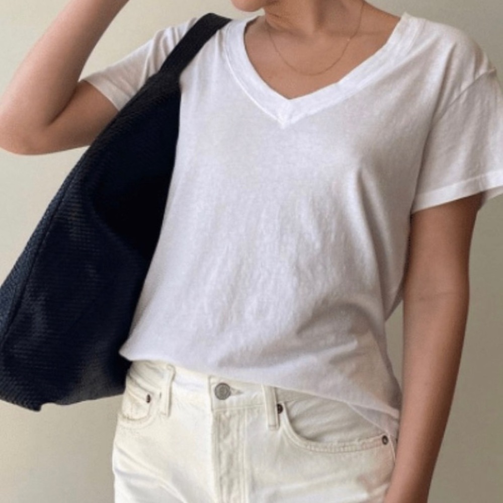 perfectwhitetee alanis recycled cotton v neck tee - Picture 6 of 9